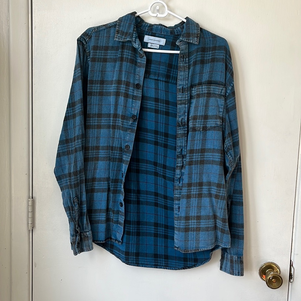 Urban outfitters distressed plaid button down